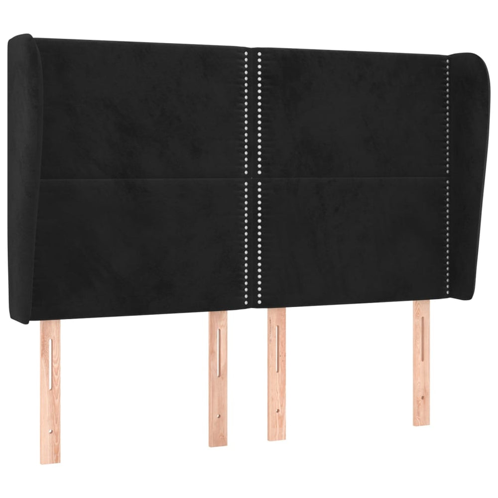 vidaXL Wingback Headboard Black 147x23x118/128 cm Velvet