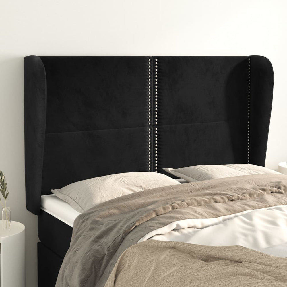 vidaXL Wingback Headboard Black 147x23x118/128 cm Velvet