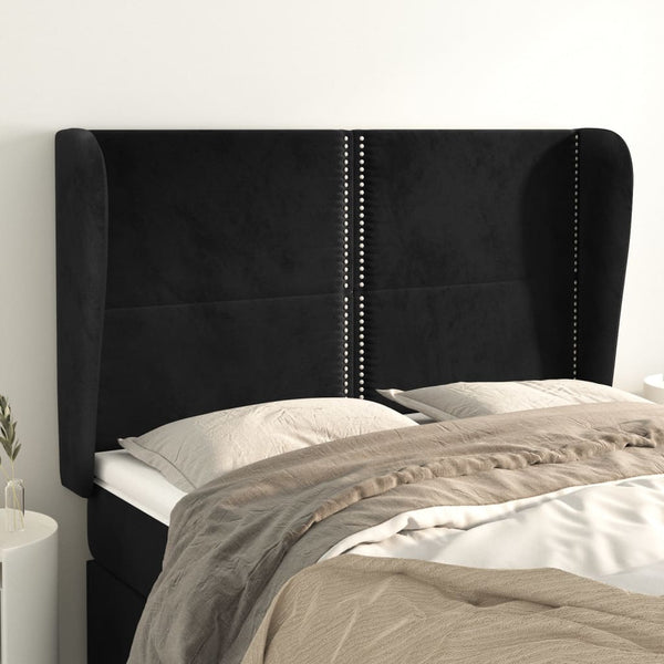vidaXL Wingback Headboard Black 147x23x118/128 cm Velvet