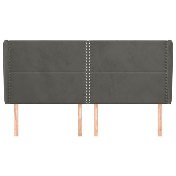 vidaXL Wingback Headboard Dark Gray 163x23x118/128 cm Velvet