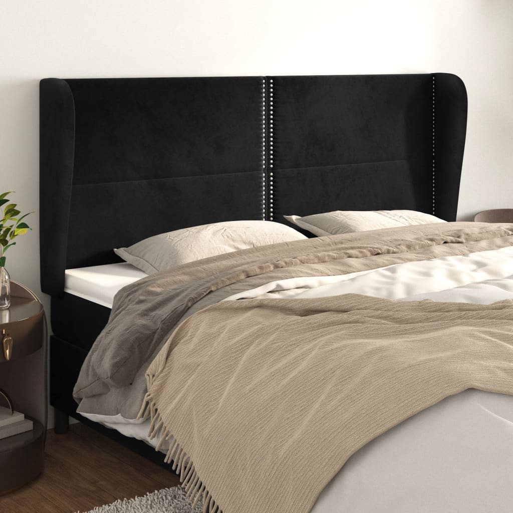 vidaXL Wingback Headboard Black 163x23x118/128 cm Velvet