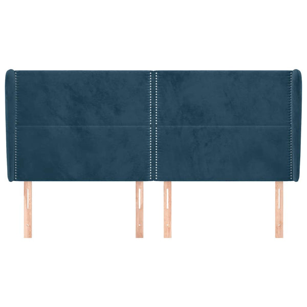 vidaXL Wingback Headboard Dark Blue 163x23x118/128 cm Velvet