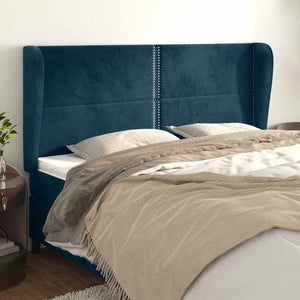 vidaXL Wingback Headboard Dark Blue 163x23x118/128 cm Velvet
