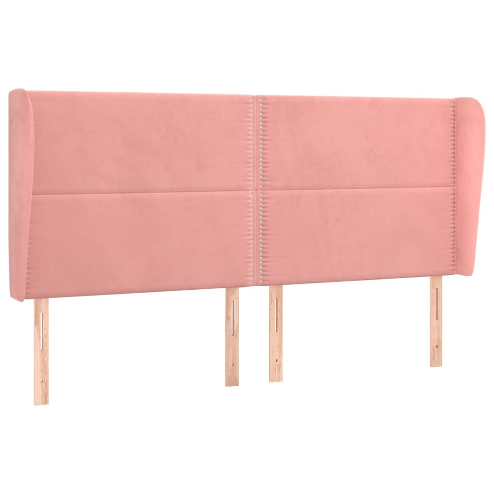vidaXL Wingback Headboard Pink 163x23x118/128 cm Velvet