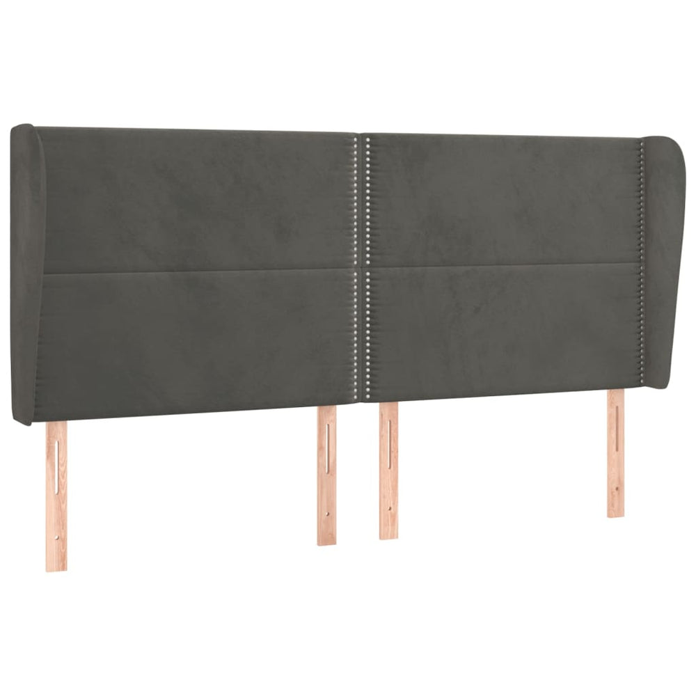 vidaXL Wingback Headboard Dark Grey 183x23x118/128 cm Velvet