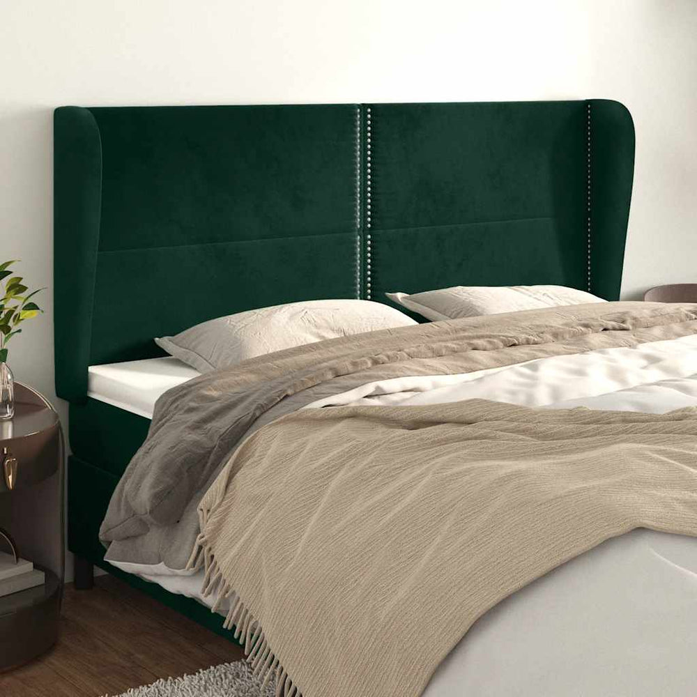 vidaXL Wingback Headboard Dark Green 183x23x118/128 cm Velvet
