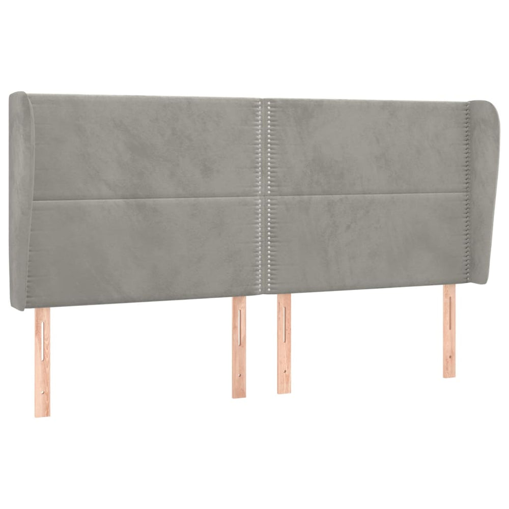 vidaXL Wingback Headboard Light Grey 203x23x118/128 cm Velvet