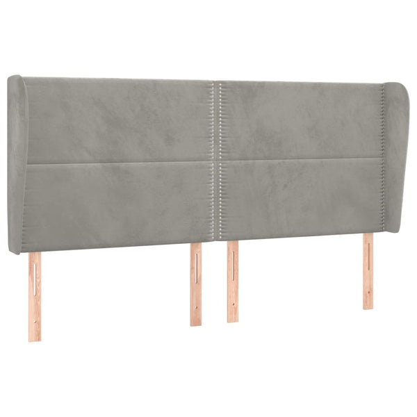 vidaXL Wingback Headboard Light Grey 203x23x118/128 cm Velvet