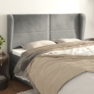 vidaXL Wingback Headboard Light Grey 203x23x118/128 cm Velvet