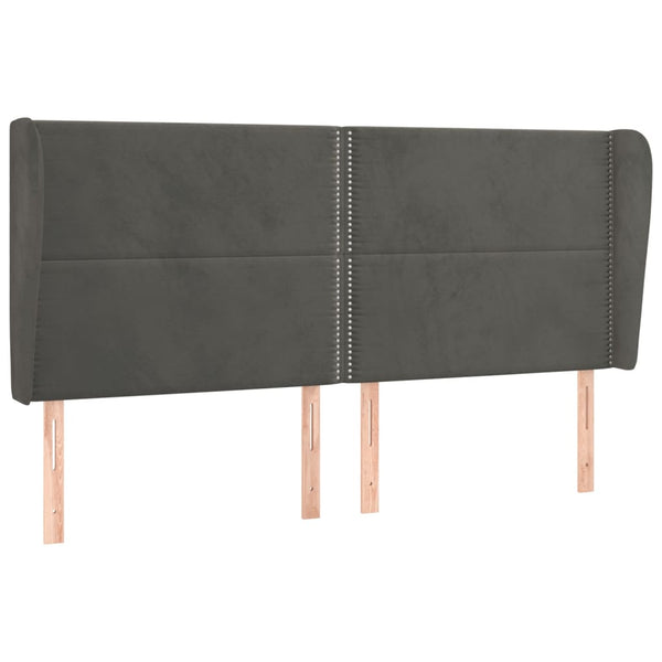 vidaXL Wingback Headboard Dark Grey 203x23x118/128 cm Velvet