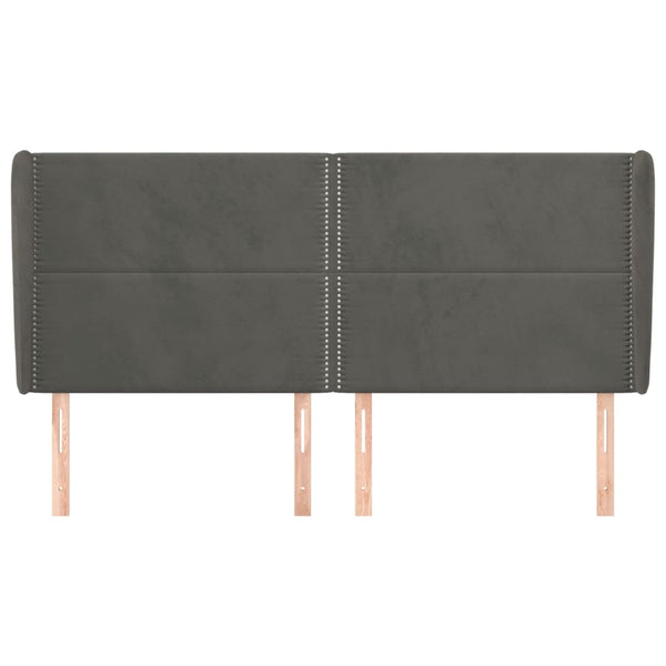 vidaXL Wingback Headboard Dark Grey 203x23x118/128 cm Velvet
