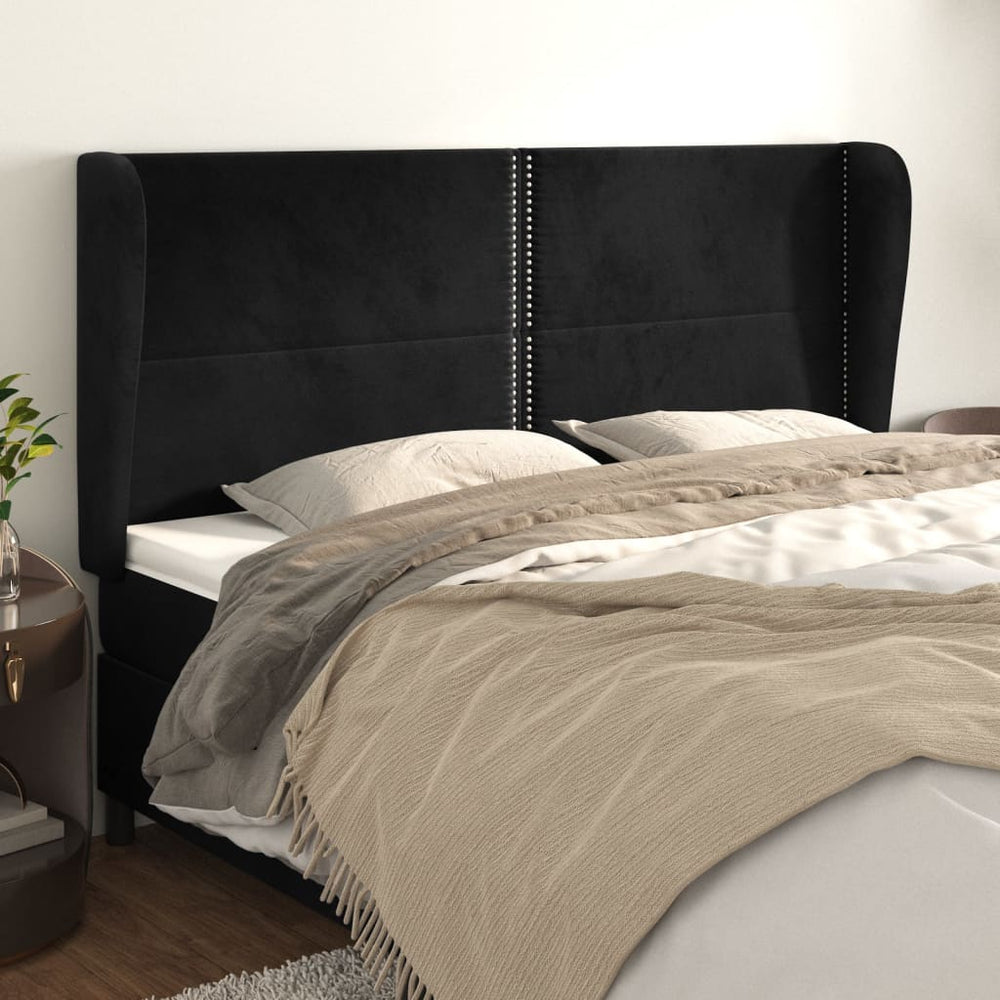 vidaXL Wingback Headboard Black 203x23x118/128 cm Velvet