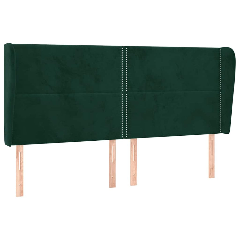 vidaXL Wingback Headboard Dark Green 203x23x118/128 cm Velvet