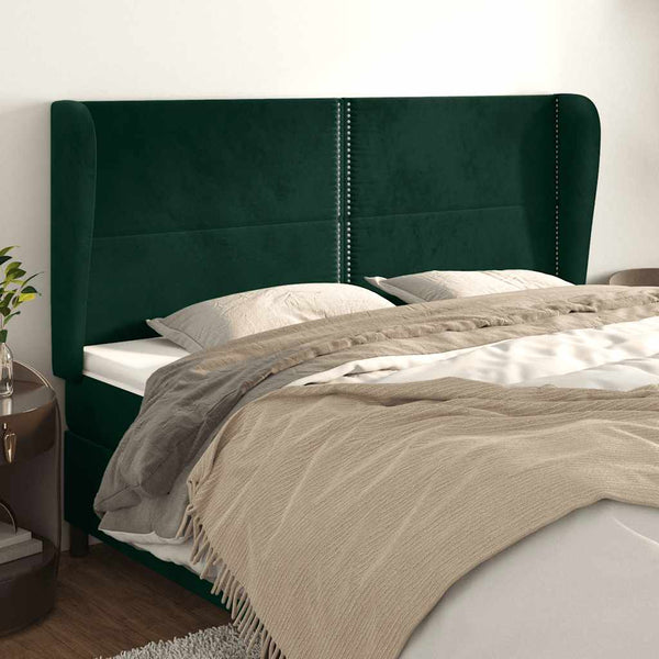 vidaXL Wingback Headboard Dark Green 203x23x118/128 cm Velvet