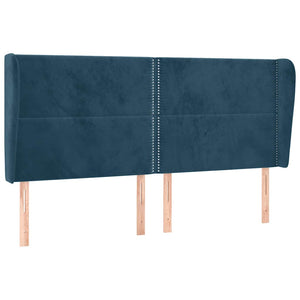 vidaXL Wingback Headboard Dark Blue 203x23x118/128 cm Velvet