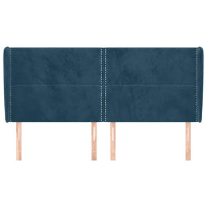 vidaXL Wingback Headboard Dark Blue 203x23x118/128 cm Velvet