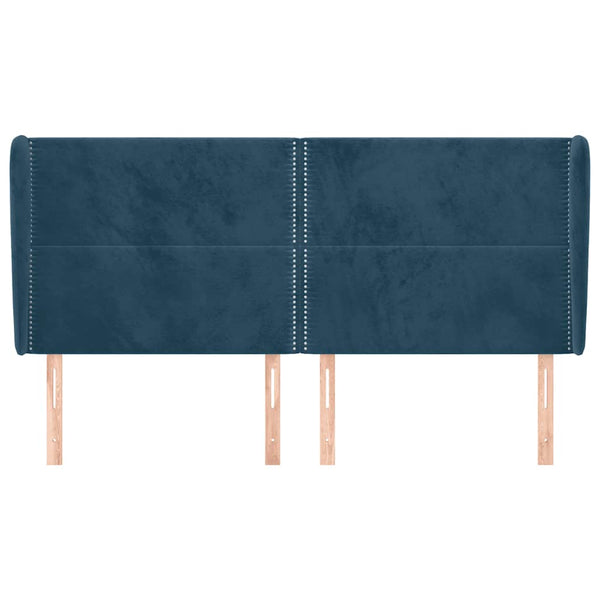 vidaXL Wingback Headboard Dark Blue 203x23x118/128 cm Velvet