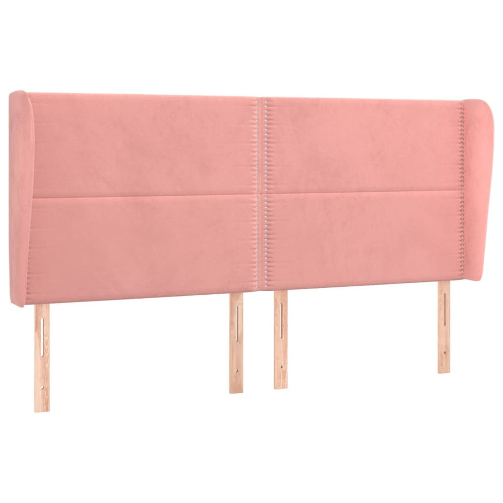 vidaXL Wingback Headboard Pink 203x23x118/128 cm Velvet