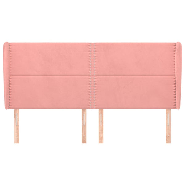 vidaXL Wingback Headboard Pink 203x23x118/128 cm Velvet