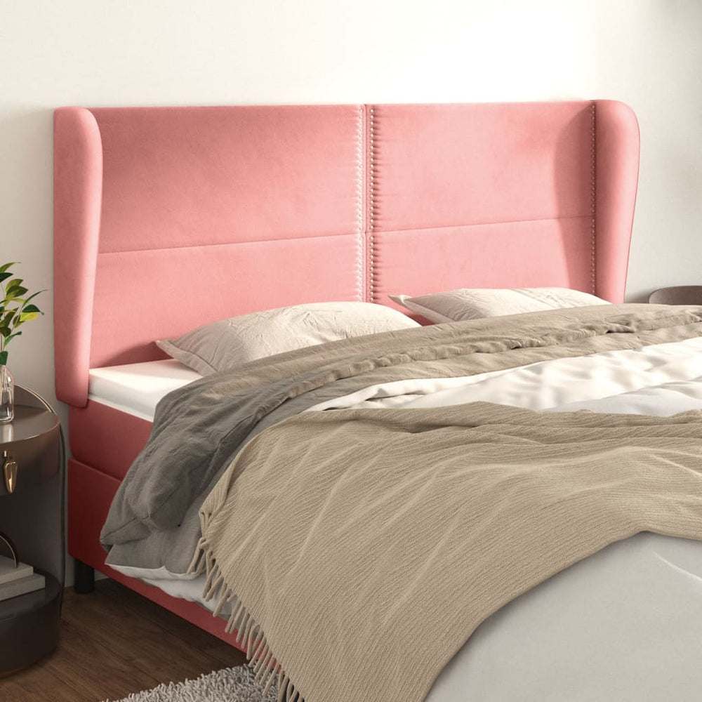 vidaXL Wingback Headboard Pink 203x23x118/128 cm Velvet