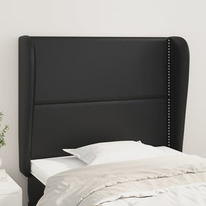 vidaXL Wingback Headboard Black 93x23x118/128 cm Faux Leather