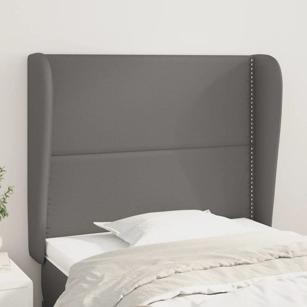 vidaXL Wingback Headboard Grey 93x23x118/128 cm Faux Leather