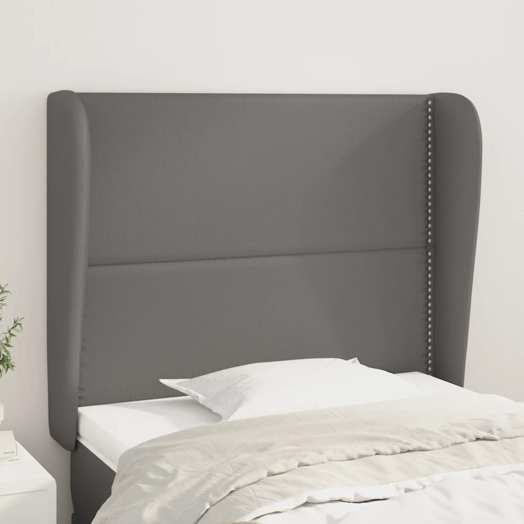 vidaXL Wingback Headboard Grey 93x23x118/128 cm Faux Leather