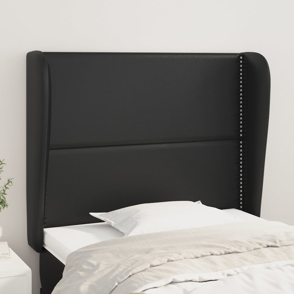vidaXL Wingback Headboard Black 103x23x118/128 cm Faux Leather
