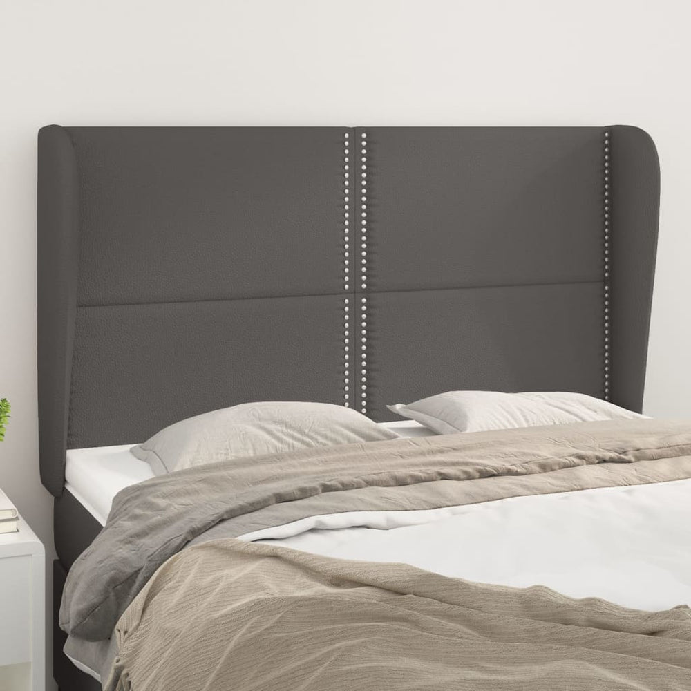 vidaXL Wingback Headboard Grey 147x23x118/128 cm Faux Leather