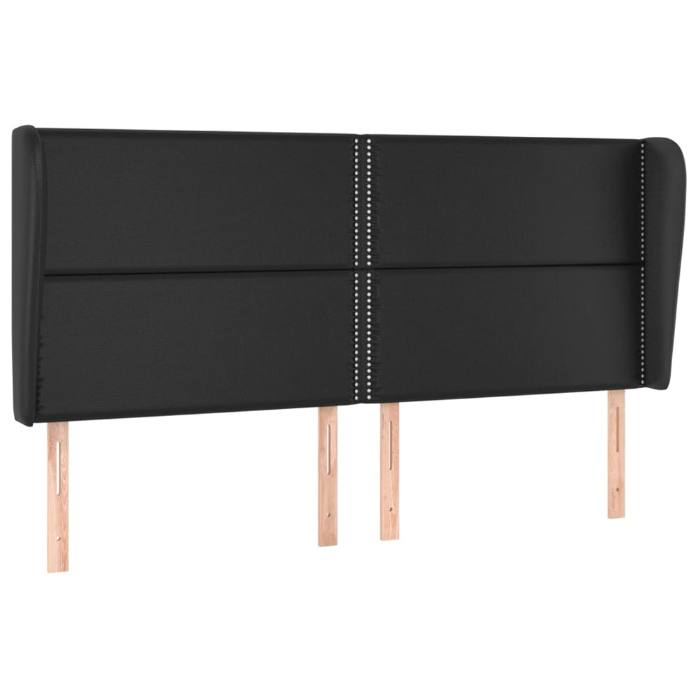 vidaXL Wingback Headboard Black 203x23x118/128 cm Faux Leather