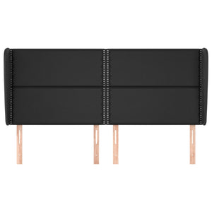 vidaXL Wingback Headboard Black 203x23x118/128 cm Faux Leather