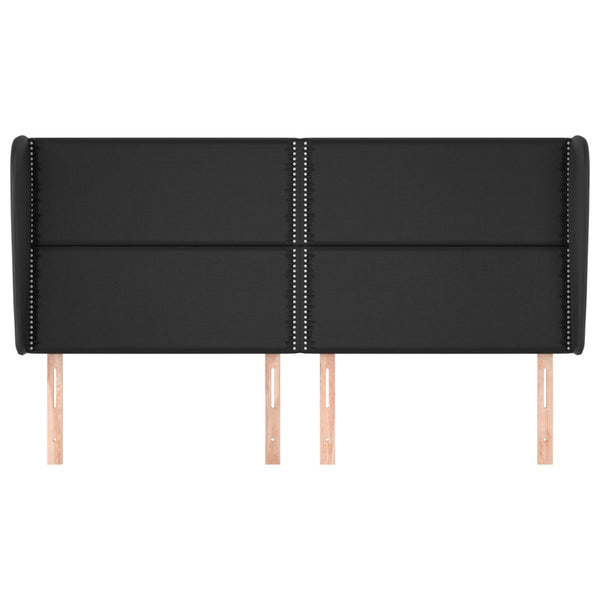 vidaXL Wingback Headboard Black 203x23x118/128 cm Faux Leather