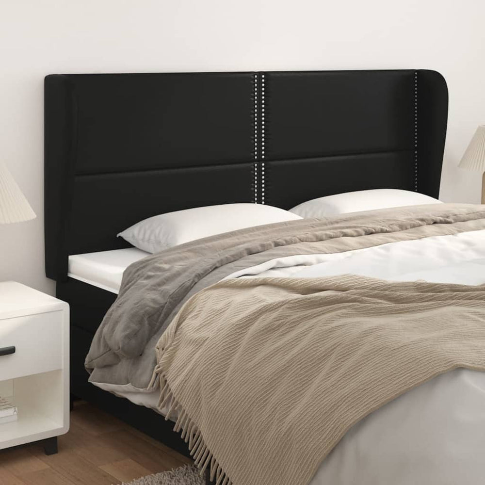 vidaXL Wingback Headboard Black 203x23x118/128 cm Faux Leather