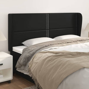 vidaXL Wingback Headboard Black 203x23x118/128 cm Faux Leather