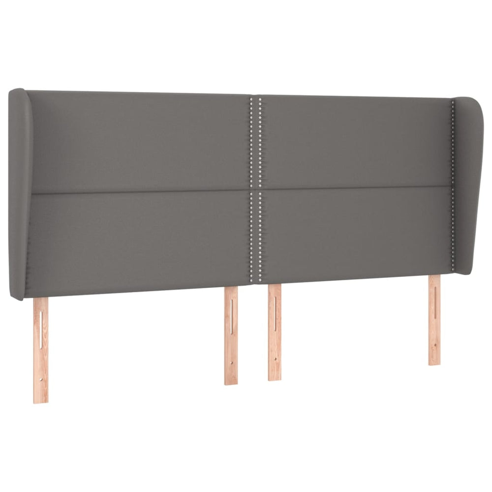 vidaXL Wingback Headboard Grey 203x23x118/128 cm Faux Leather