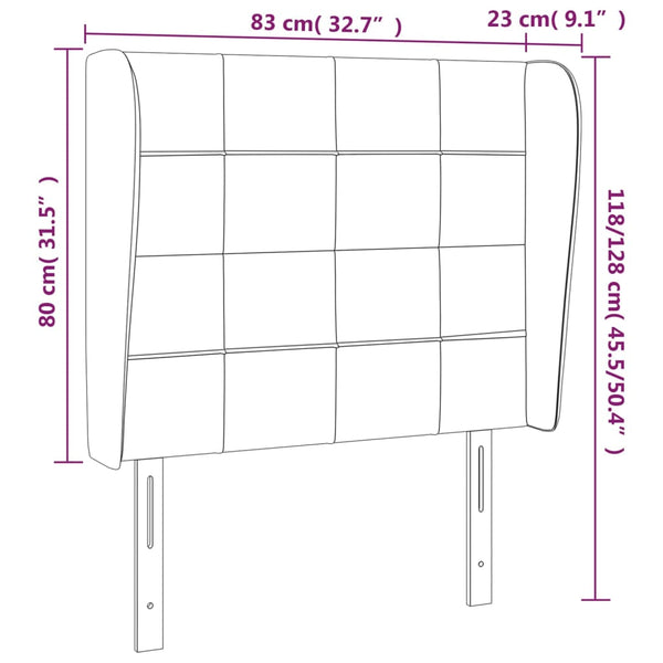 vidaXL Wingback Headboard Black 83x23x118/128 cm Fabric
