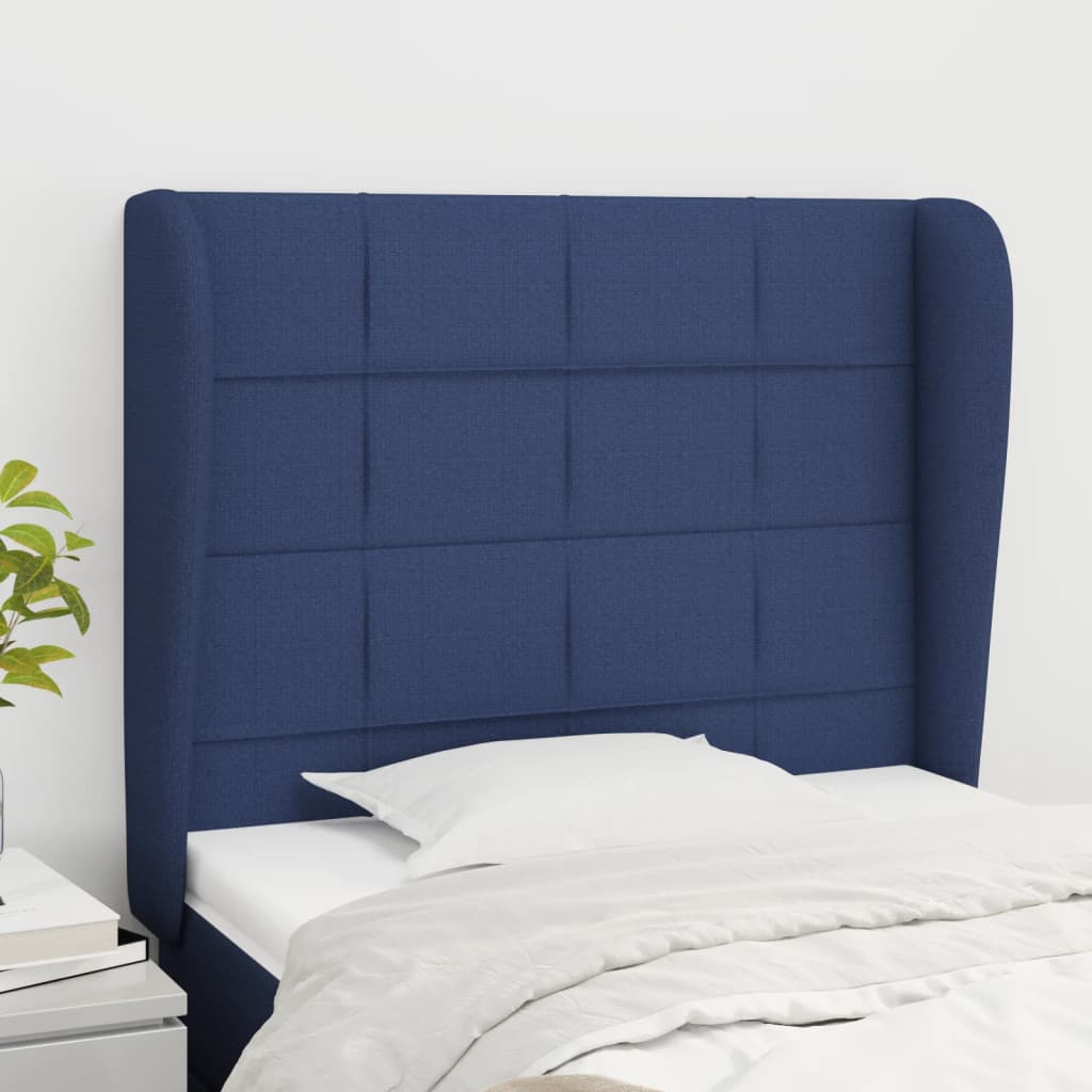 vidaXL Wingback Headboard Blue 83x23x118/128 cm Fabric
