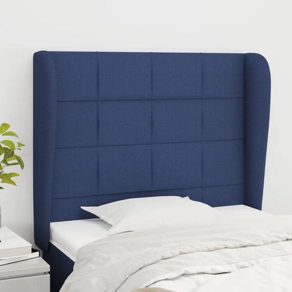 vidaXL Wingback Headboard Blue 83x23x118/128 cm Fabric
