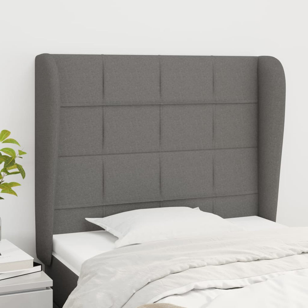 vidaXL Wingback Headboard Dark Grey 93x23x118/128 cm Fabric