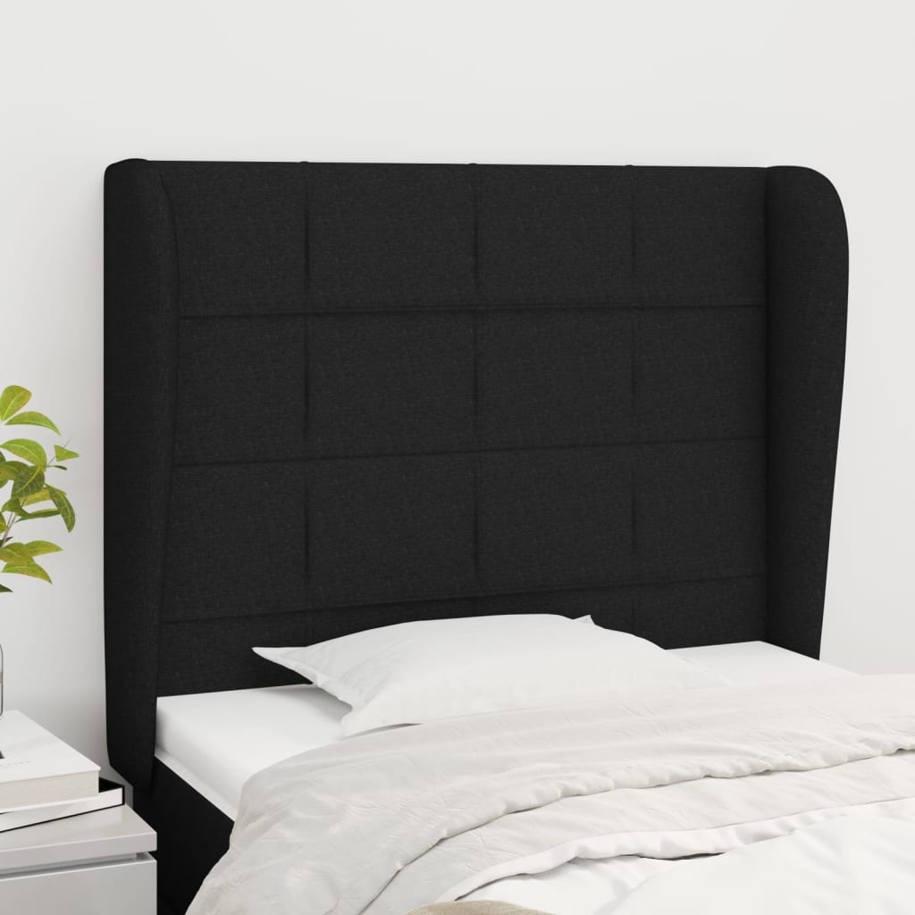 vidaXL Wingback Headboard Black 93x23x118/128 cm Fabric