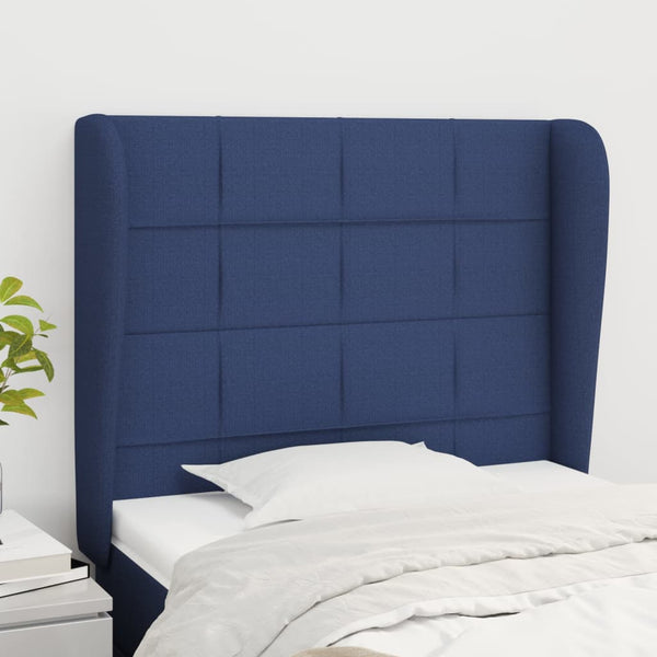 vidaXL Wingback Headboard Blue 93x23x118/128 cm Fabric