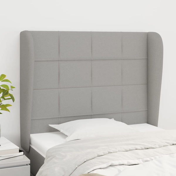 vidaXL Wingback Headboard Light Grey 103x23x118/128 cm Fabric