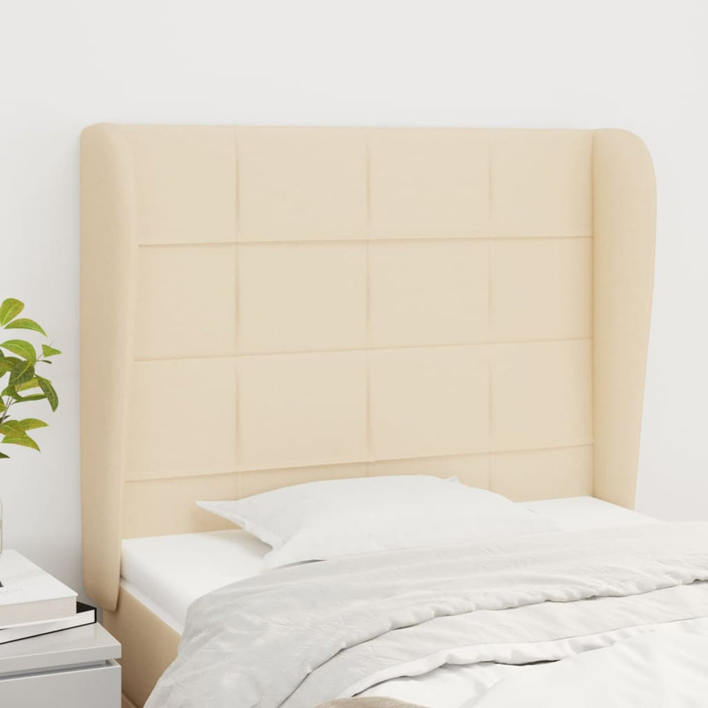 vidaXL Wingback Headboard Cream 103x23x118/128 cm Fabric