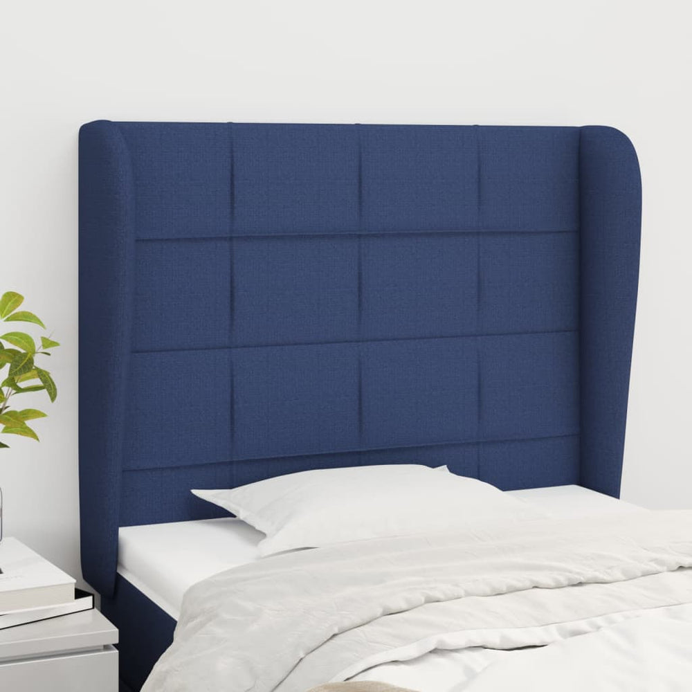 vidaXL Wingback Headboard Blue 103x23x118/128 cm Fabric
