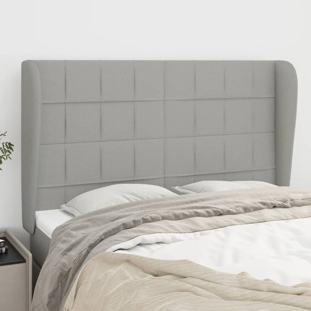vidaXL Wingback Headboard Light Grey 147x23x118/128 cm Fabric