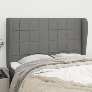 vidaXL Wingback Headboard Dark Grey 147x23x118/128 cm Fabric