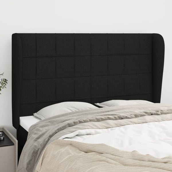 vidaXL Wingback Headboard Black 147x23x118/128 cm Fabric