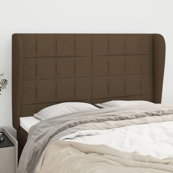 vidaXL Wingback Headboard Dark Brown 147x23x118/128 cm Fabric