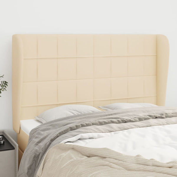 vidaXL Wingback Headboard Cream 147x23x118/128 cm Fabric
