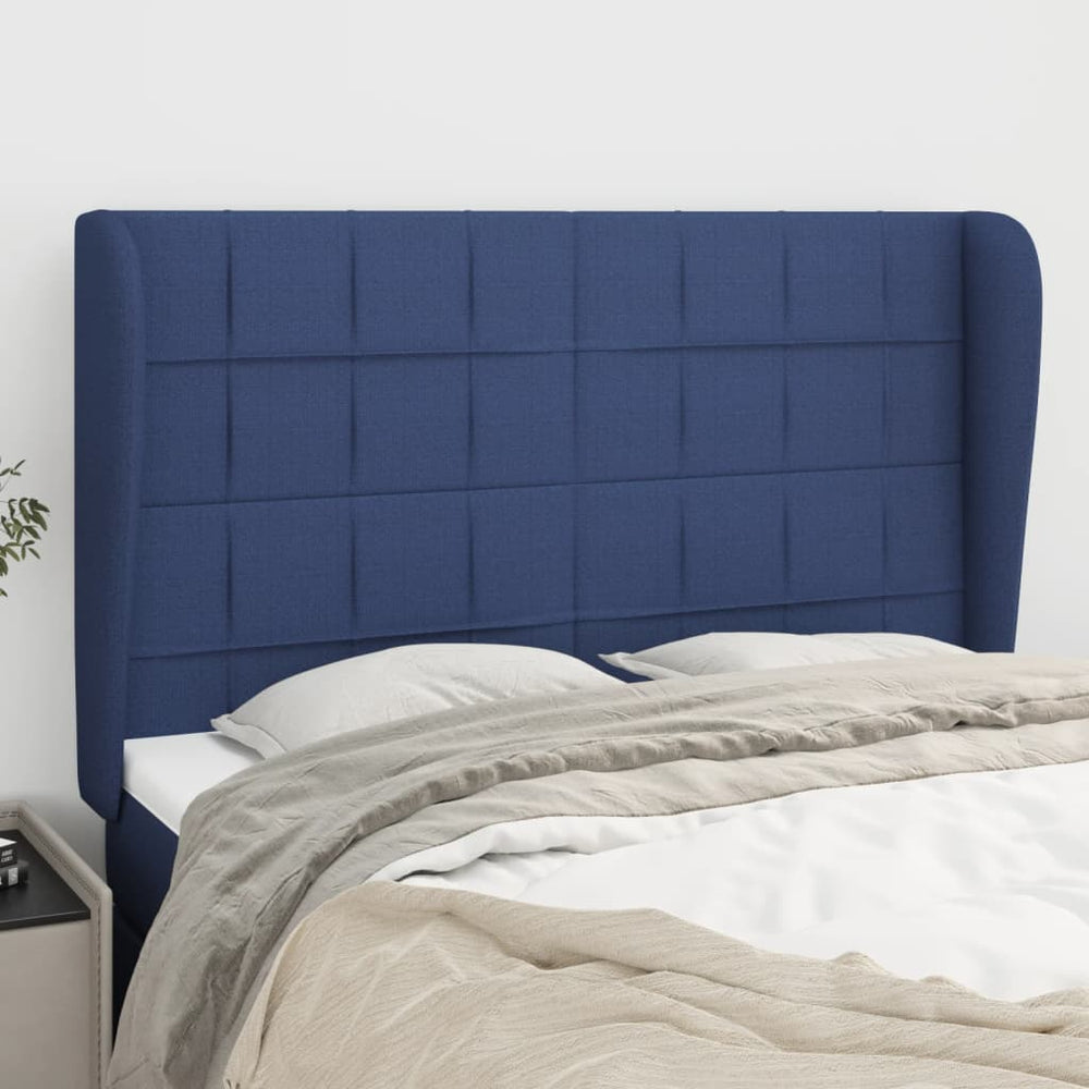 vidaXL Wingback Headboard Blue 147x23x118/128 cm Fabric